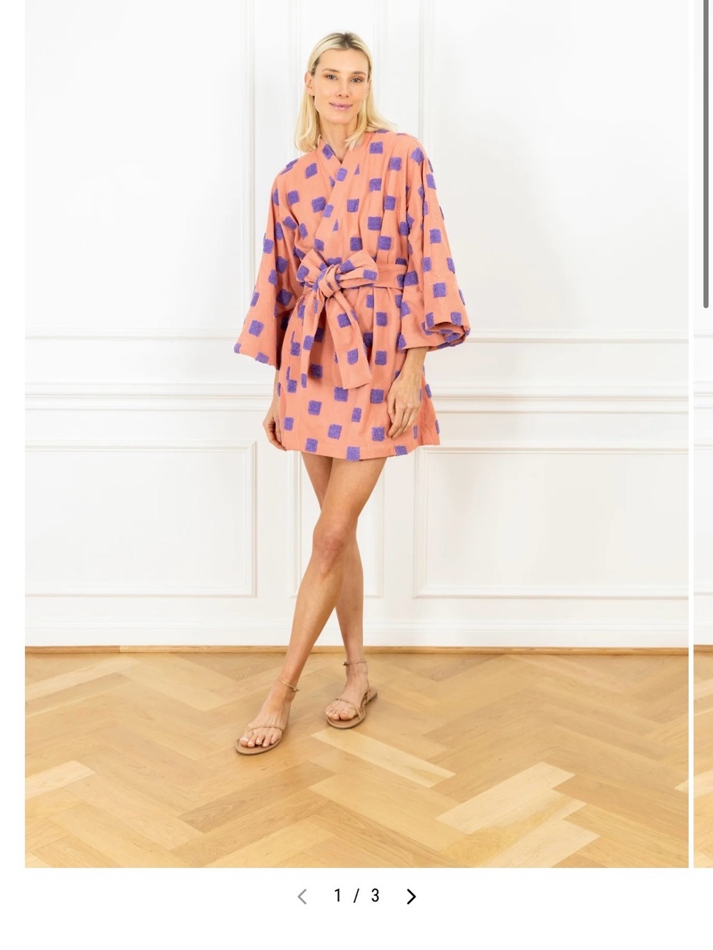 La Vie Style House Chenille Tiles Mini Wrap Dress NWT